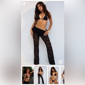 NWOT Elegant Black Lace Bikini and Pants 3 pc Set